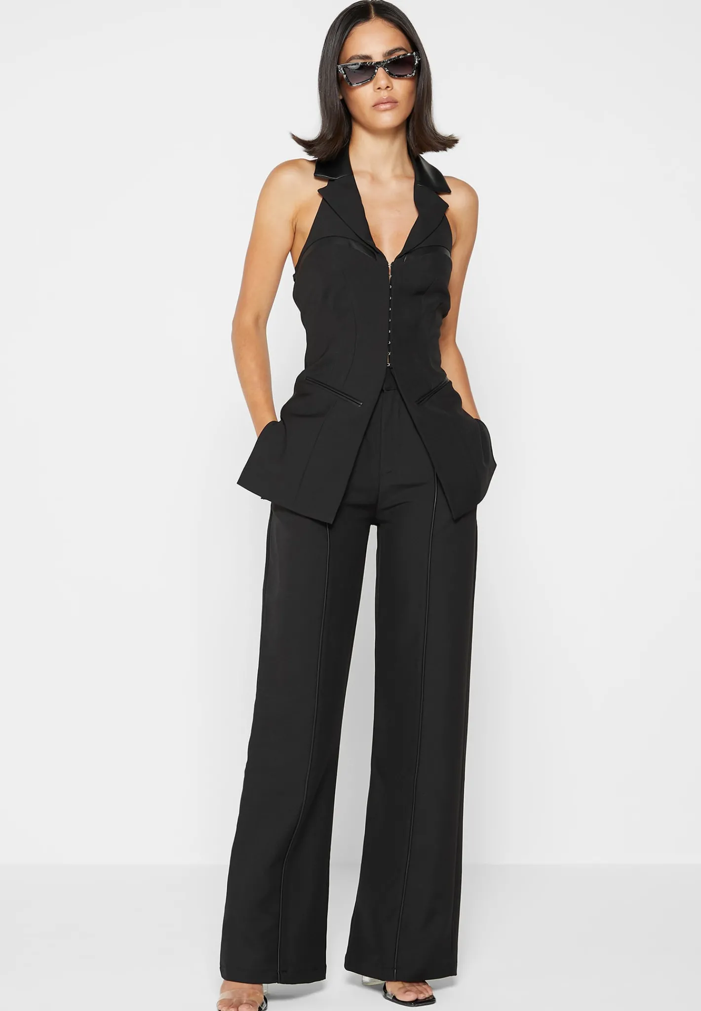 Trousers with Vegan Leather Pintuck -^Manière De Voir Discount