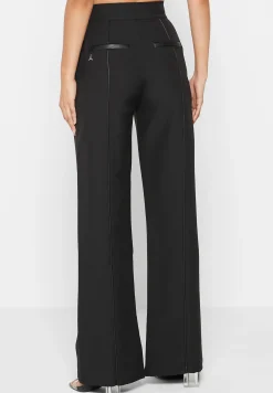 Trousers with Vegan Leather Pintuck -^Manière De Voir Discount