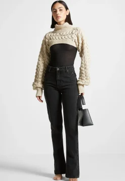 Turtleneck Cable Knit Arm Warmers -^Manière De Voir Fashion