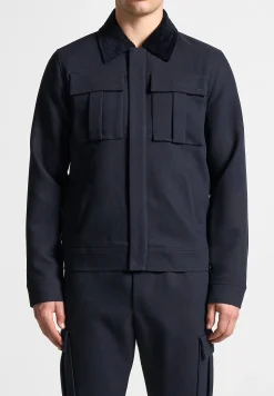 Twill Trucker Jacket with Velvet Collar -^Manière De Voir Clearance