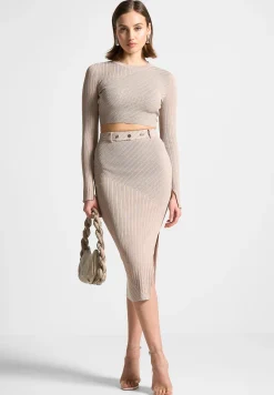 Two-Tone Ribbed Knit Top -^Manière De Voir Fashion