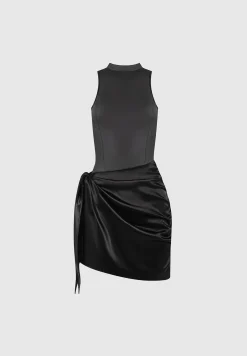 Vegan Leather & Satin Wrap Bodycon Dress -^Manière De Voir Outlet