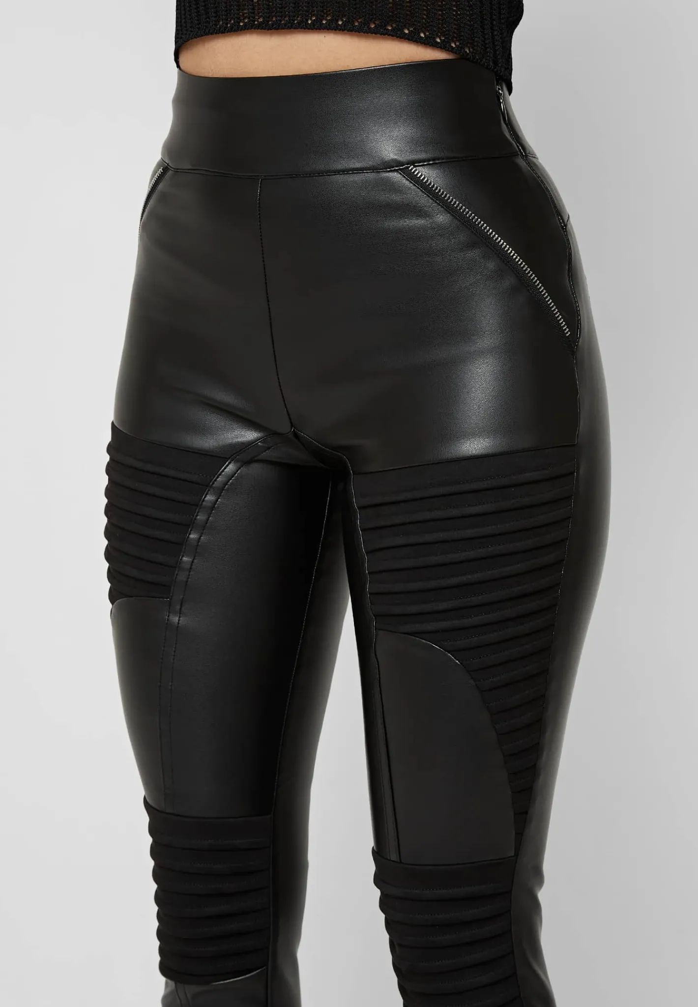 Vegan Leather & Suede Ribbed Legging -^Manière De Voir Fashion