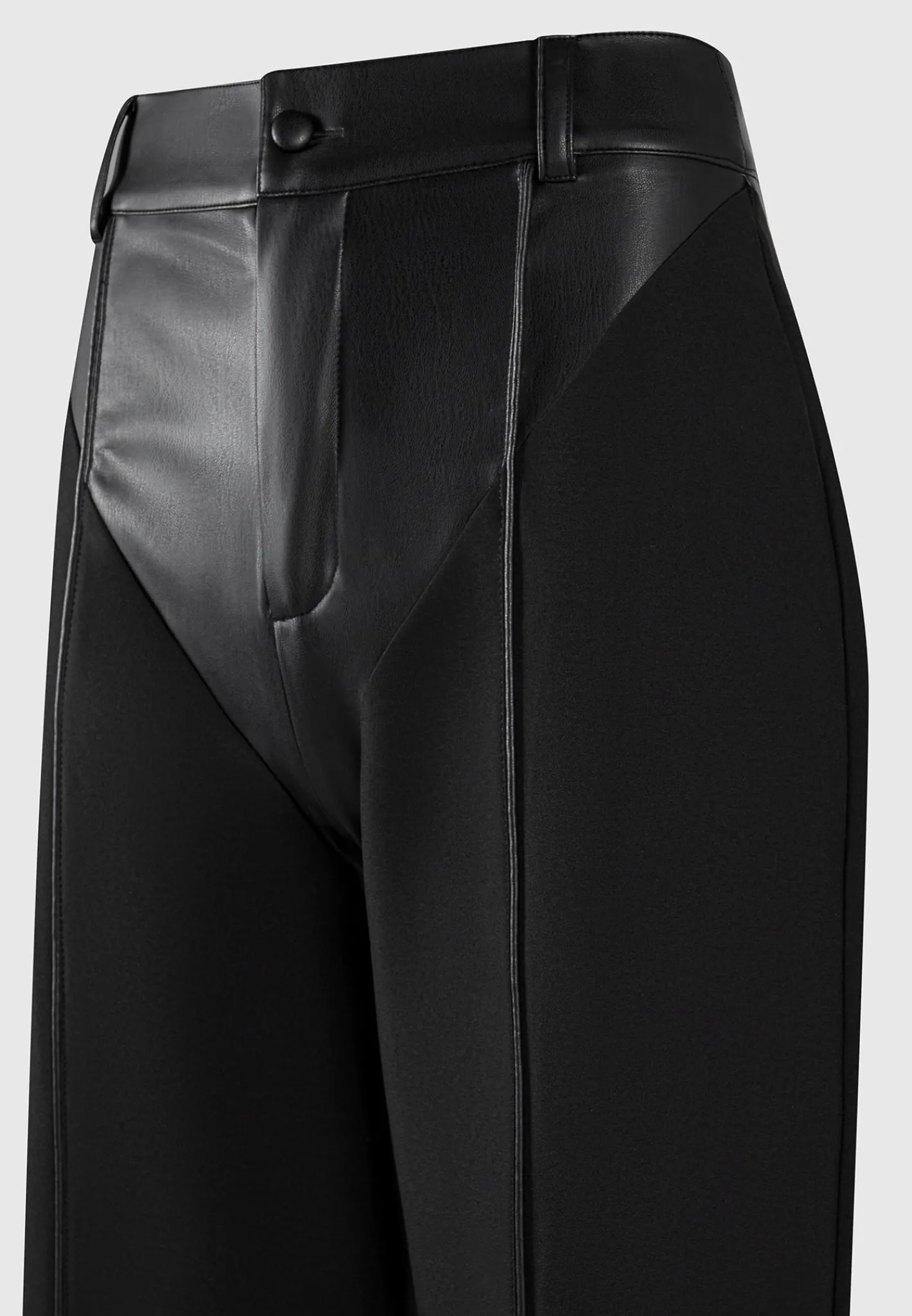 Vegan Leather & Woven Trousers -^Manière De Voir Fashion