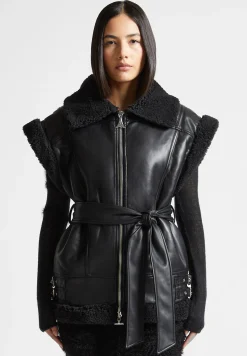 Vegan Leather and Borg Oversized Gilet -^Manière De Voir Best