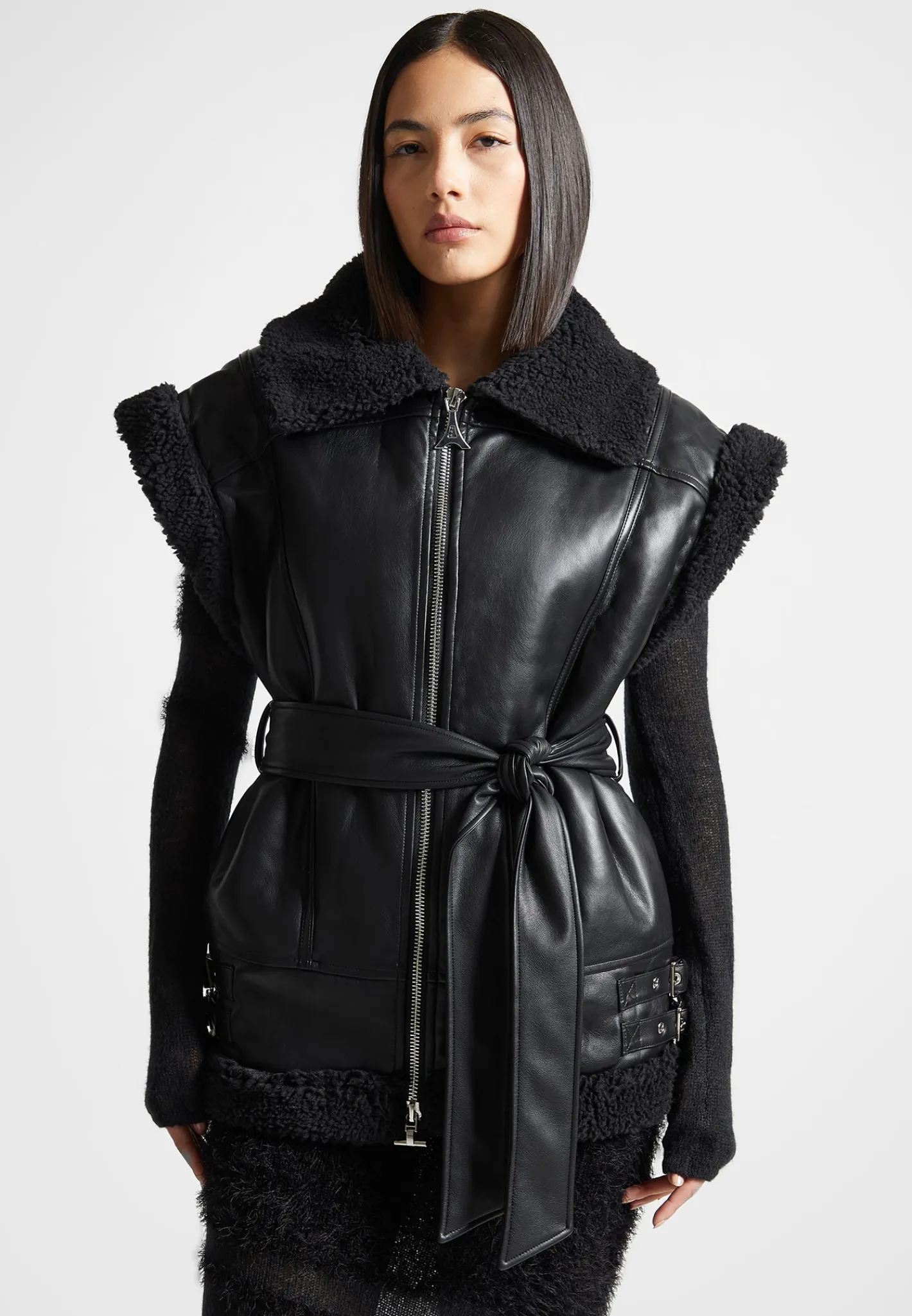Vegan Leather and Borg Oversized Gilet -^Manière De Voir Best