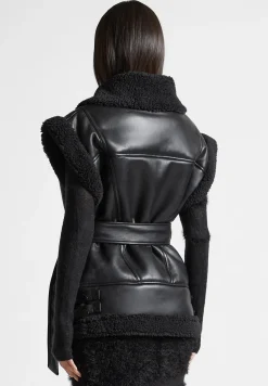 Vegan Leather and Borg Oversized Gilet -^Manière De Voir Best