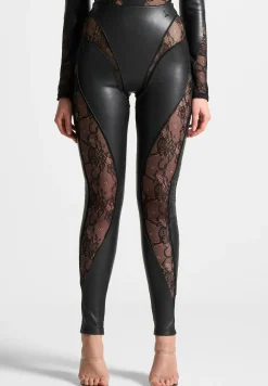 Vegan Leather and Lace Contour Leggings -^Manière De Voir Clearance