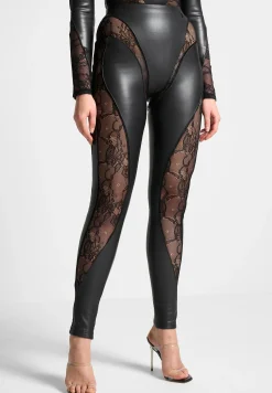 Vegan Leather and Lace Contour Leggings -^Manière De Voir Clearance