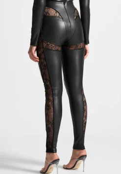 Vegan Leather and Lace Contour Leggings -^Manière De Voir Clearance