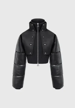 Vegan Leather and Nylon Layered Puffer Jacket -^Manière De Voir Clearance
