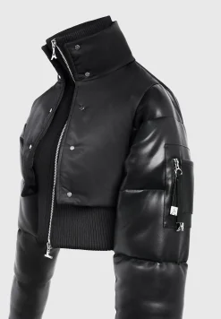 Vegan Leather and Nylon Layered Puffer Jacket -^Manière De Voir Clearance
