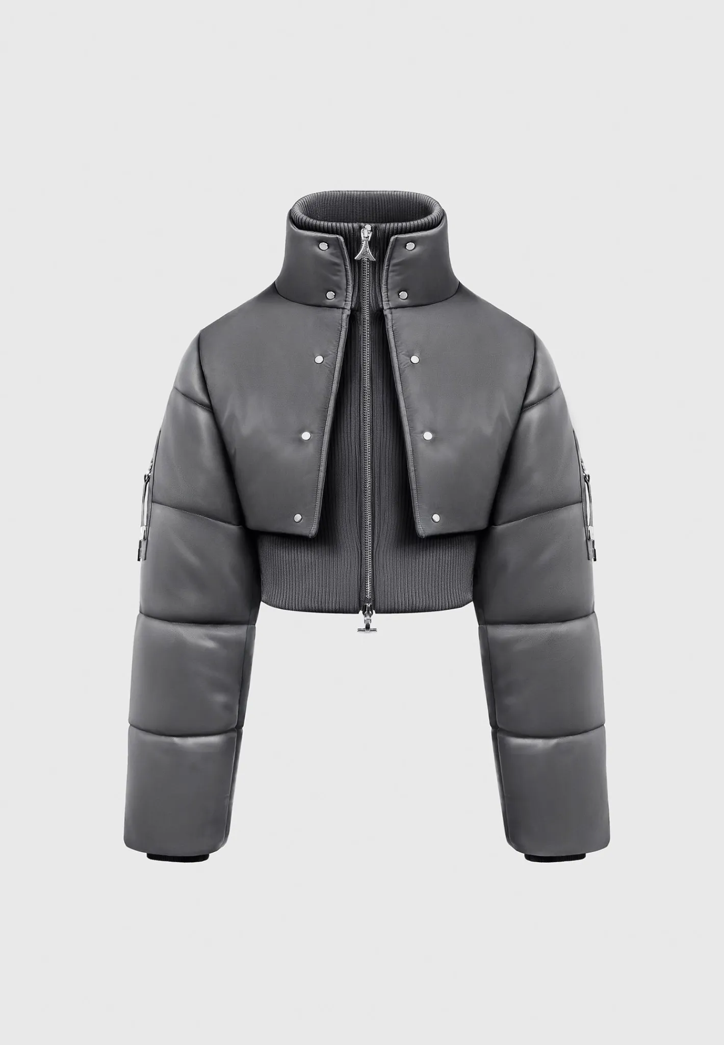 Vegan Leather and Nylon Layered Puffer Jacket -^Manière De Voir Sale