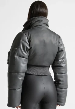 Vegan Leather and Nylon Layered Puffer Jacket -^Manière De Voir Sale