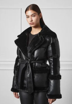 Vegan Leather and Plush Puffer Biker Jacket -^Manière De Voir Discount