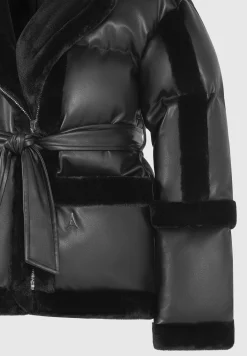 Vegan Leather and Plush Puffer Biker Jacket -^Manière De Voir Discount