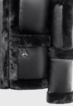 Vegan Leather and Plush Puffer Biker Jacket -^Manière De Voir Discount