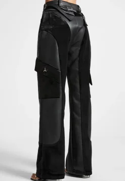 Vegan Leather and Velvet Cargo Pants -^Manière De Voir Fashion
