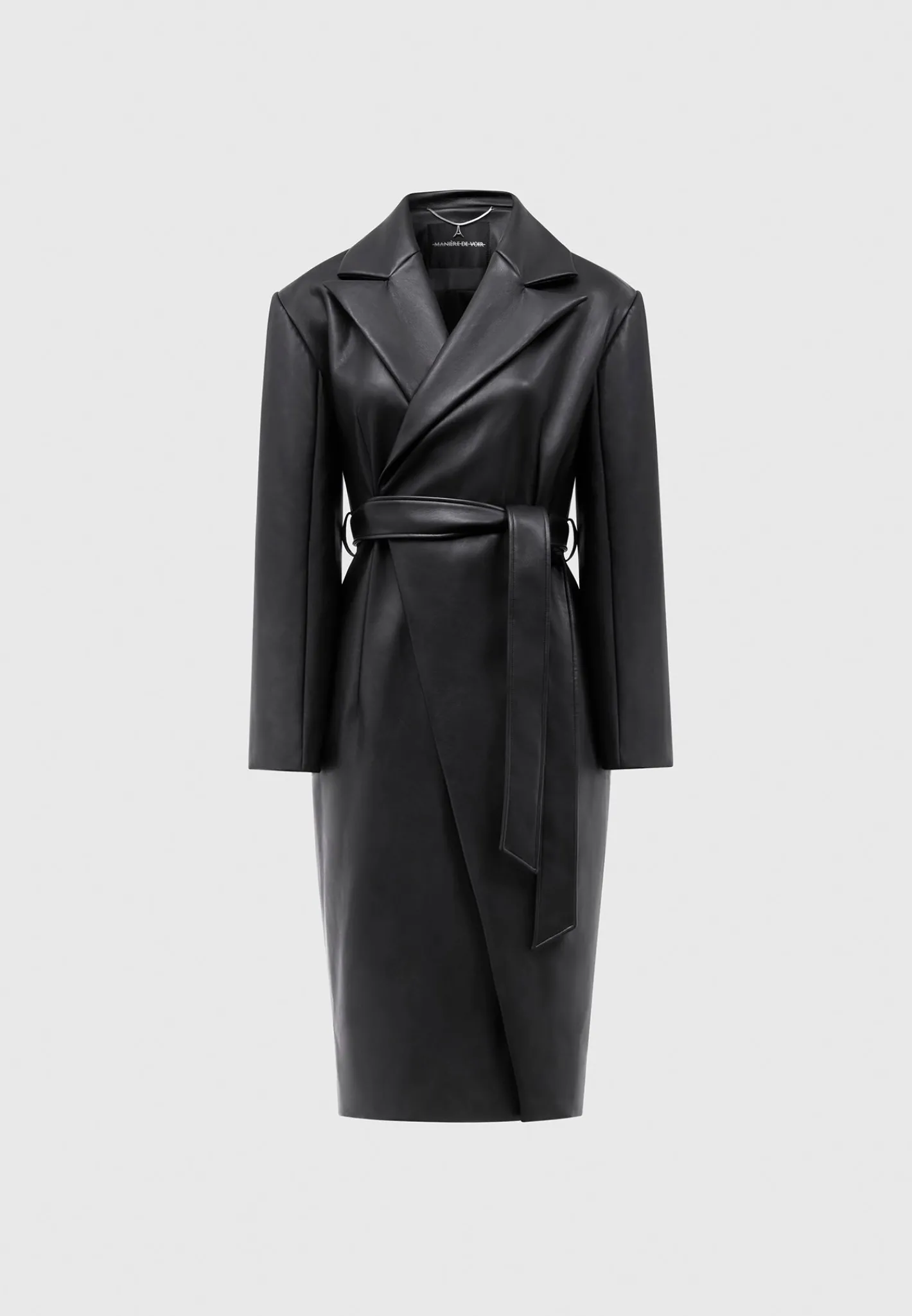 Vegan Leather Asymmetric Tailored Longline Coat -^Manière De Voir New