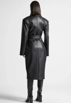 Vegan Leather Asymmetric Tailored Longline Coat -^Manière De Voir New