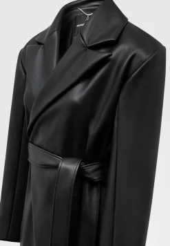 Vegan Leather Asymmetric Tailored Longline Coat -^Manière De Voir New