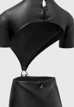 Vegan Leather Backless Jumpsuit -^Manière De Voir Fashion