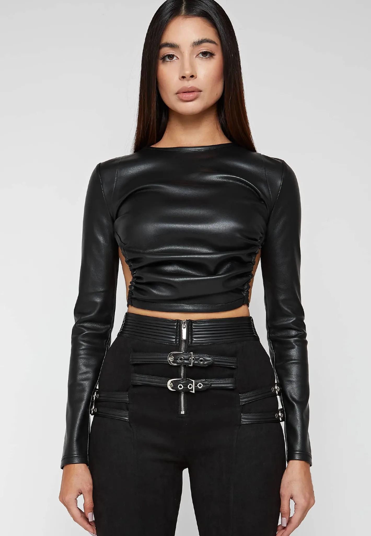 Vegan Leather Backless Top -^Manière De Voir Sale