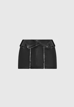 Vegan Leather Biker Mini Skirt -^Manière De Voir Clearance
