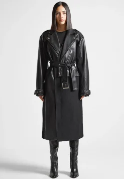 Vegan Leather Biker Trench Coat -^Manière De Voir Outlet