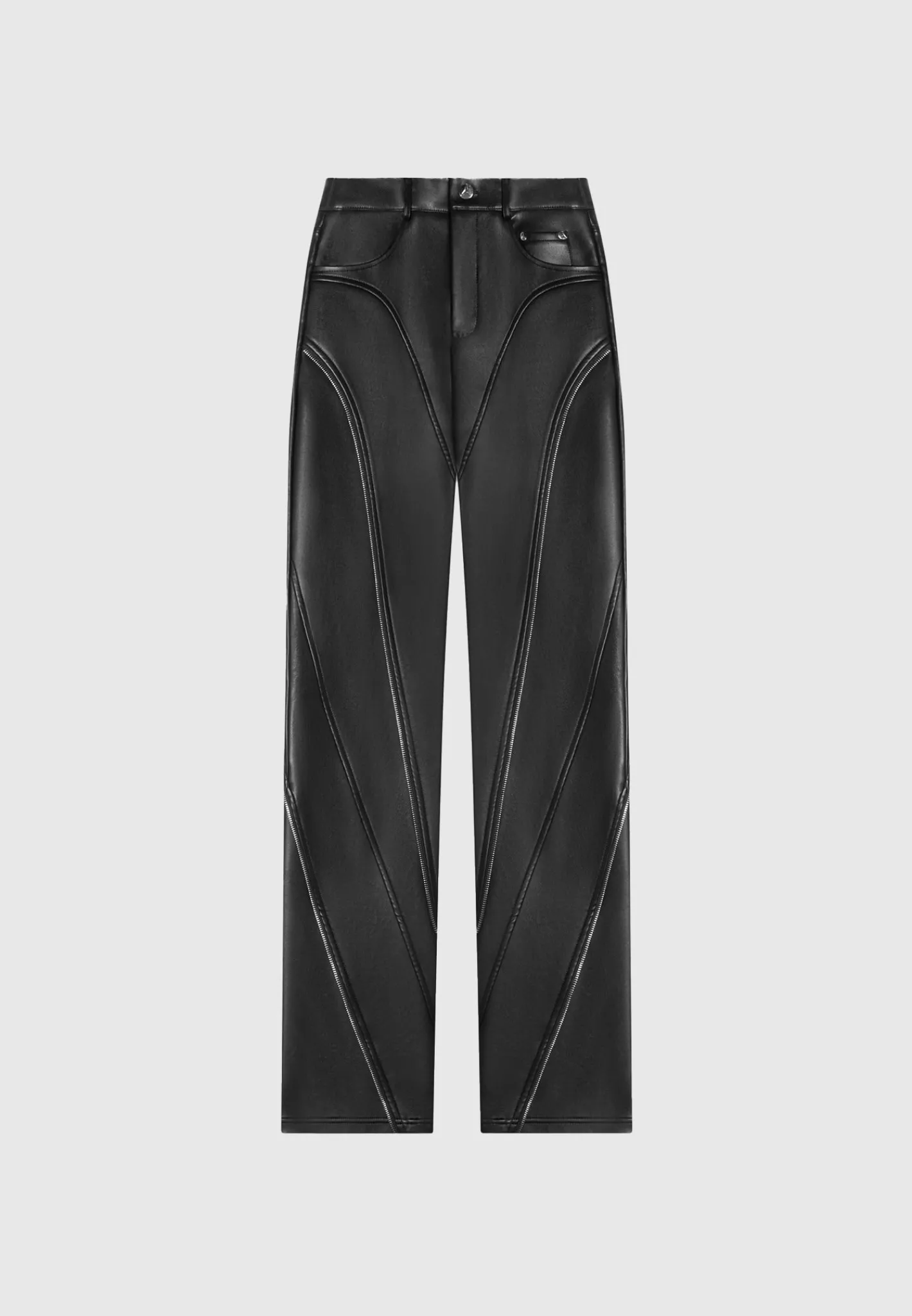 Vegan Leather Biker Trousers with Zip -^Manière De Voir Sale