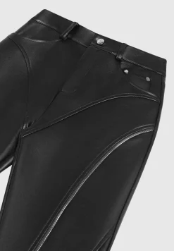 Vegan Leather Biker Trousers with Zip -^Manière De Voir Sale