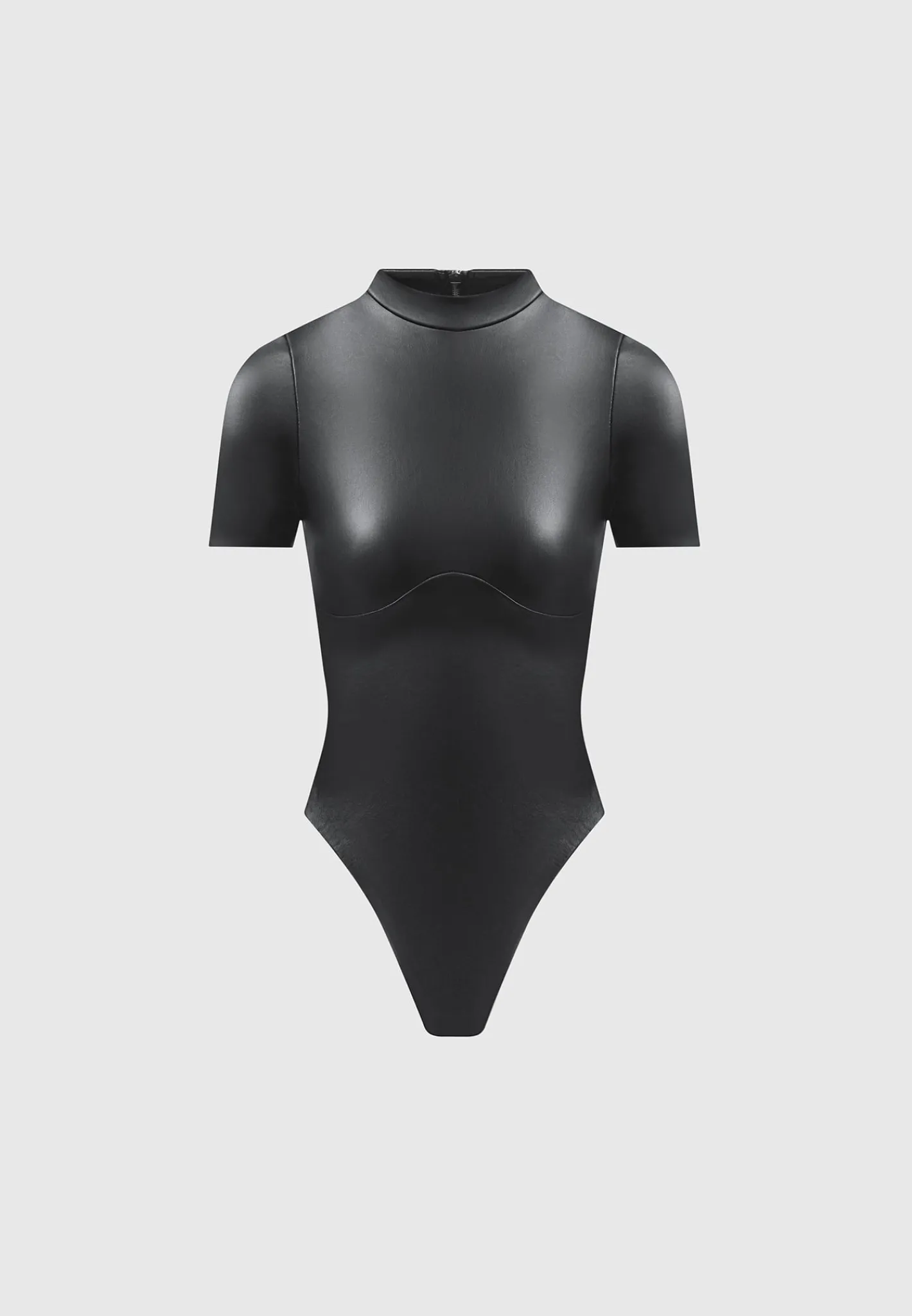 Vegan Leather Bodysuit with Mesh Gloves -^Manière De Voir Sale