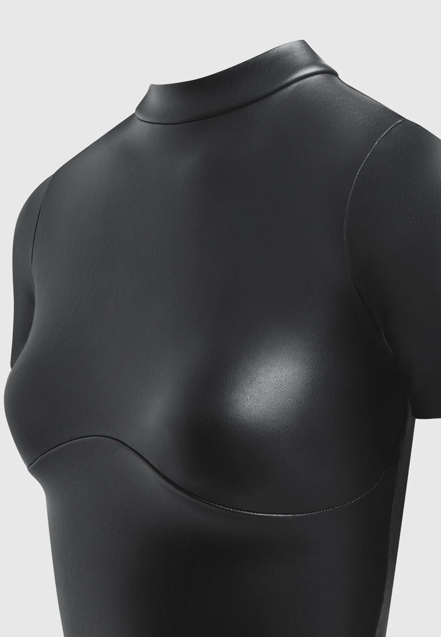 Vegan Leather Bodysuit with Mesh Gloves -^Manière De Voir Sale