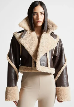 Vegan Leather Borg Contour Biker Jacket -^Manière De Voir Clearance