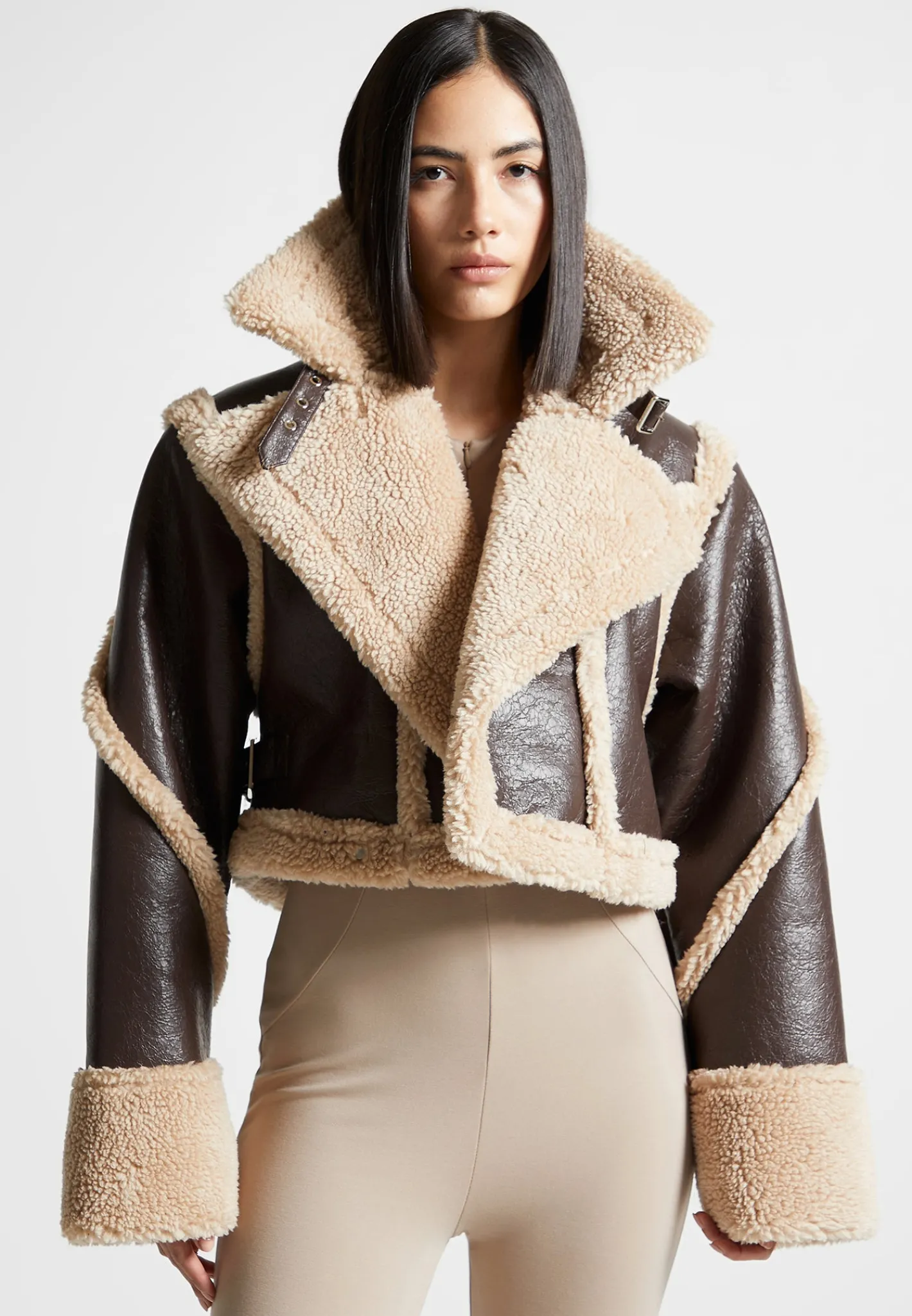 Vegan Leather Borg Contour Biker Jacket -^Manière De Voir Clearance