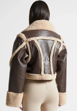 Vegan Leather Borg Contour Biker Jacket -^Manière De Voir Clearance