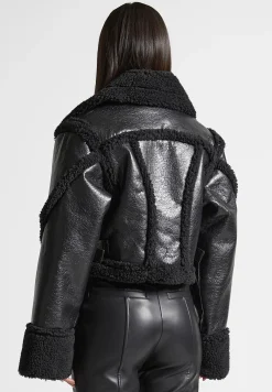 Vegan Leather Borg Contour Biker Jacket -^Manière De Voir Outlet