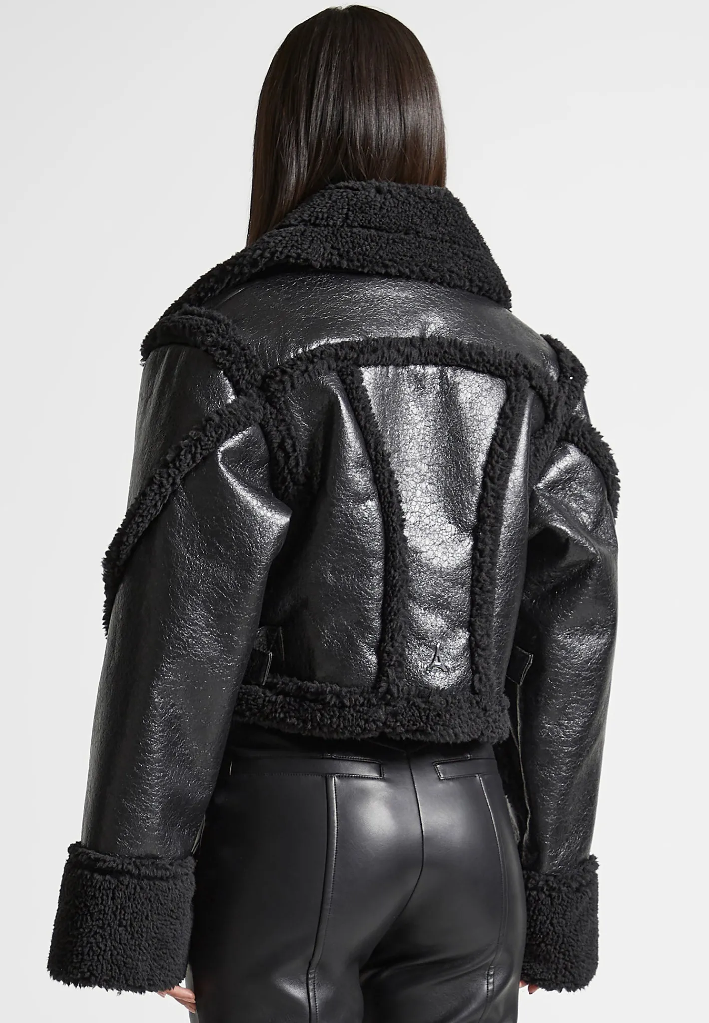 Vegan Leather Borg Contour Biker Jacket -^Manière De Voir Outlet