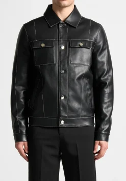 Vegan Leather Contrast Stitch Jacket -^Manière De Voir New