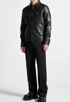 Vegan Leather Contrast Stitch Jacket -^Manière De Voir New
