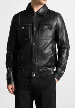 Vegan Leather Contrast Stitch Jacket -^Manière De Voir New