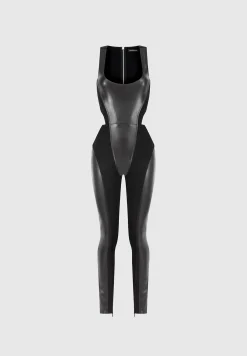 Vegan Leather Corset Lace Up Jumpsuit -^Manière De Voir Outlet