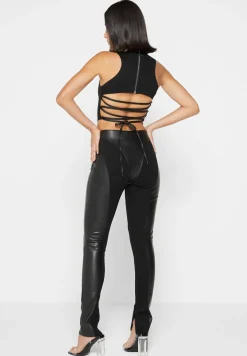 Vegan Leather Corset Lace Up Jumpsuit -^Manière De Voir Outlet