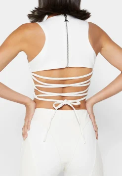 Vegan Leather Corset Lace Up Jumpsuit - Off White^Manière De Voir Outlet