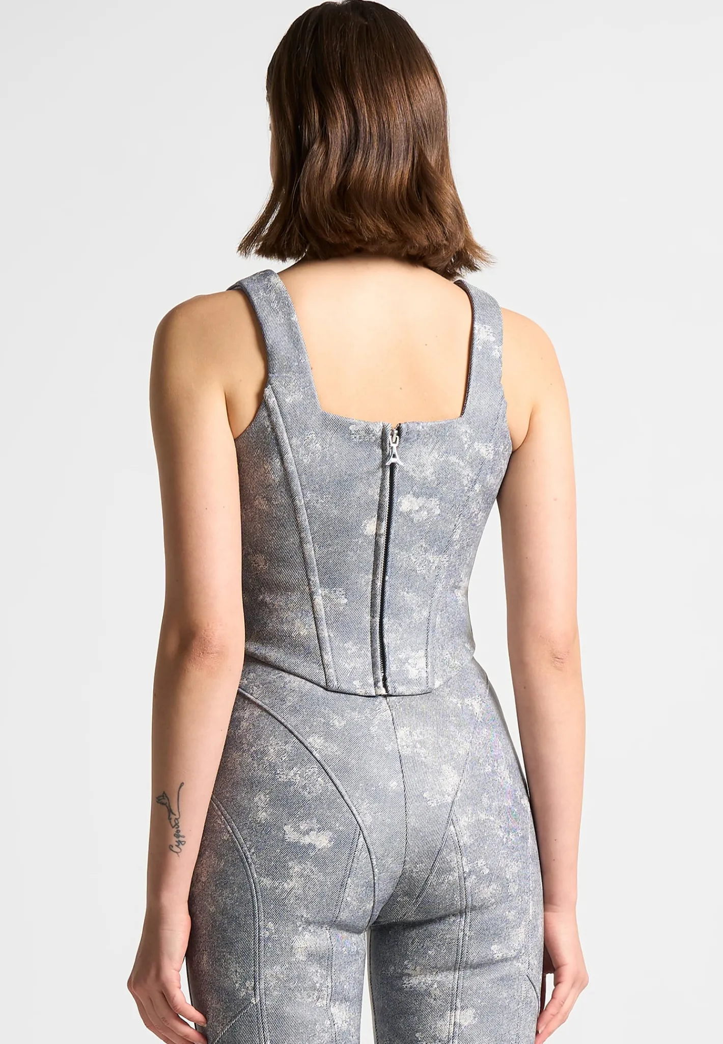 Vegan Leather Denim Effect Corset Top -^Manière De Voir Discount