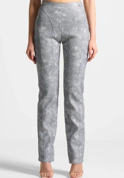 Vegan Leather Denim Effect Straight Leg Trousers -^Manière De Voir Sale
