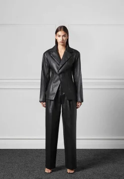Vegan Leather Double Breasted Blazer -^Manière De Voir Discount