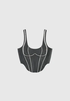 Vegan Leather Embellished Corset Top -^Manière De Voir Discount