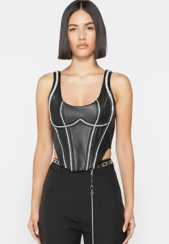Vegan Leather Embellished Corset Top -^Manière De Voir Discount