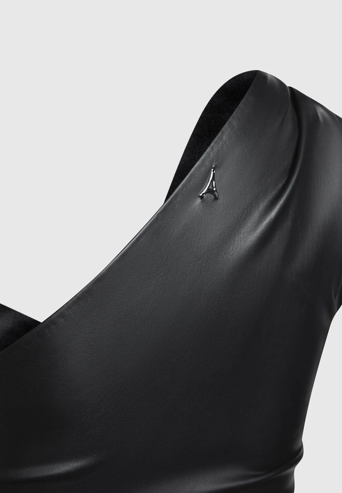 Vegan Leather Gathered Bodysuit with Sleeves -^Manière De Voir Sale